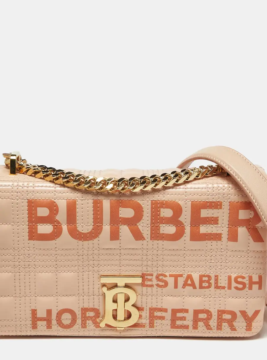 Burberry Horseferry Lola Small Peach Quilted Leather Shoulder Bag