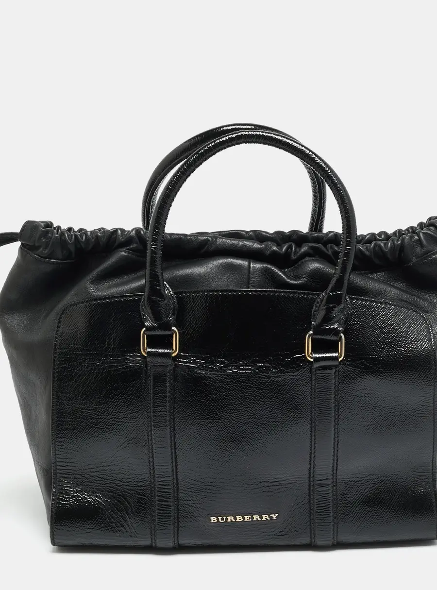 Burberry Dinton Medium Black Patent Leather Tote
