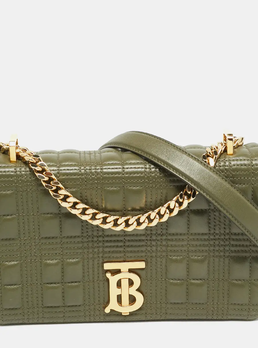 Burberry Lola Small Green Quilted Leather Shoulder Bag