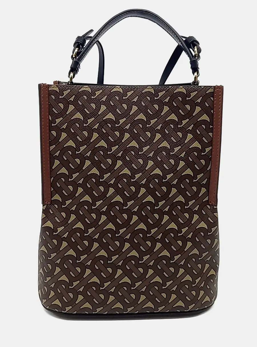 Burberry Black/Brown Canvas Peggy Bucket Bag
