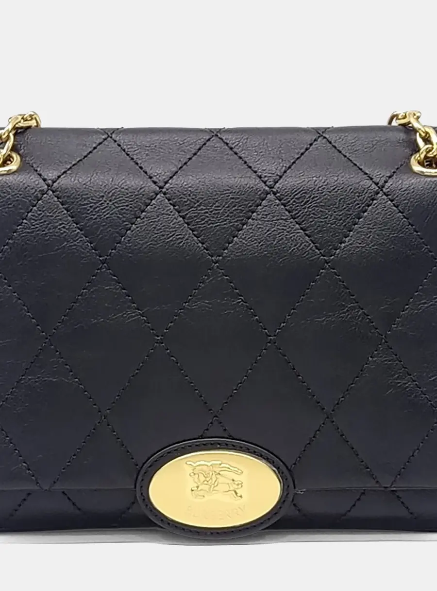 Burberry Black Leather chain shoulder bag