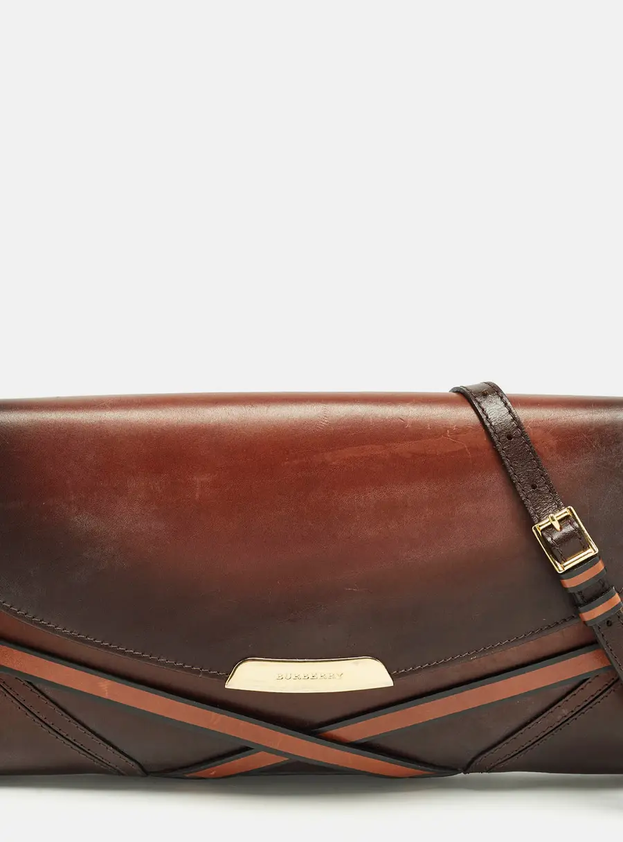 Burberry Abbott Ombre Brown Leather Shoulder Bag