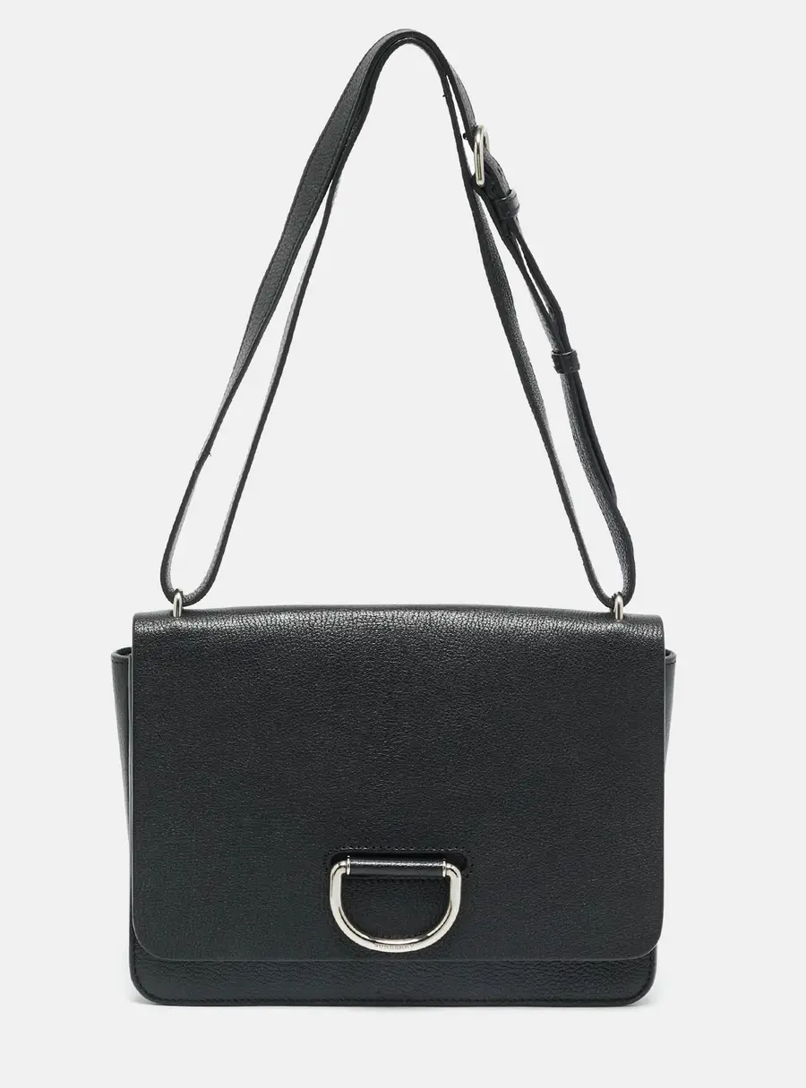 Burberry D-Ring Medium Black Leather Shoulder Bag