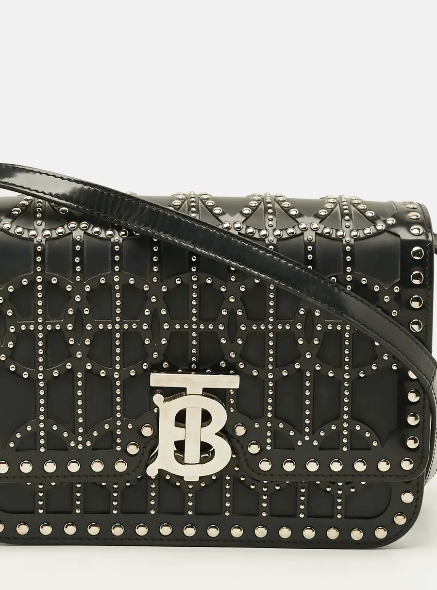 Burberry TB Studded Ramadan Exclusive Small Black Leather Shoulder Bag
