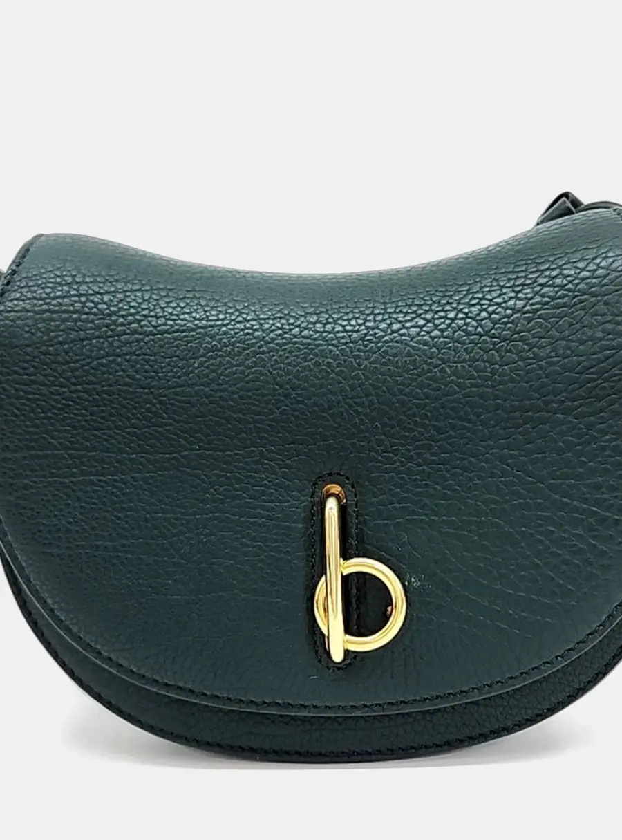 Burberry Mini Locking Horsebag Green Grained Leather Crossbody Bag