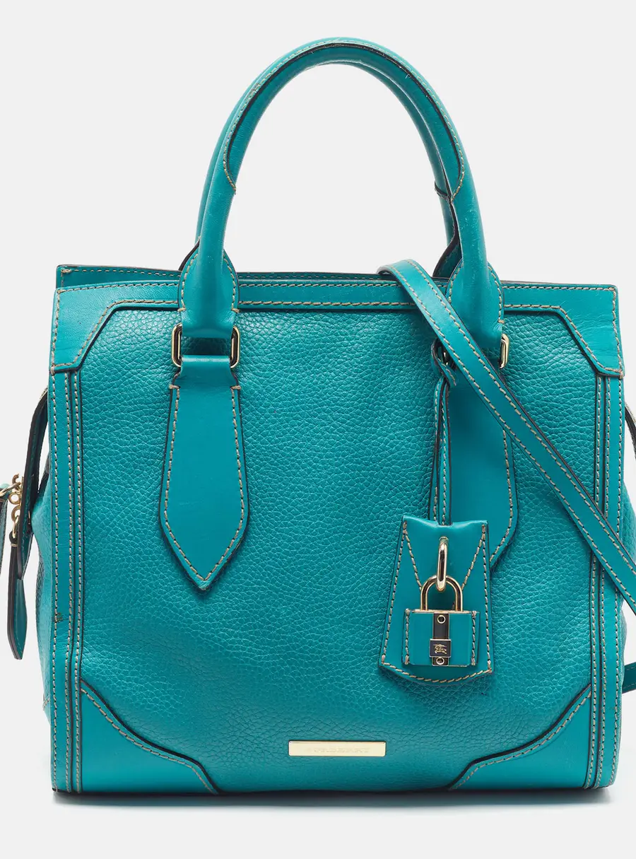 Burberry Honeywood Teal Green Leather Tote