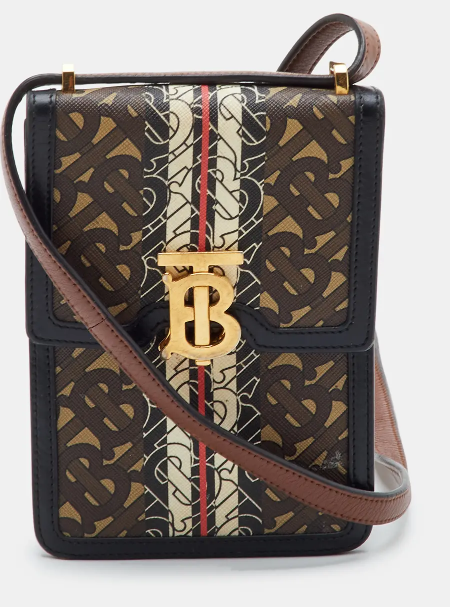 Burberry Robin Multicolor TB Print Coated Canvas and Leather Crossbody Bag