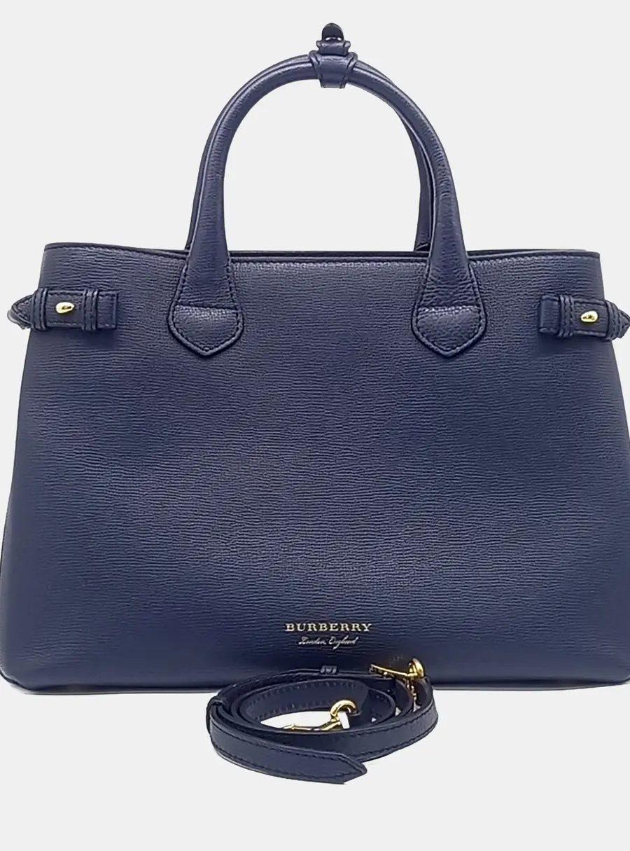 Burberry Banner Medium Blue Leather Bag