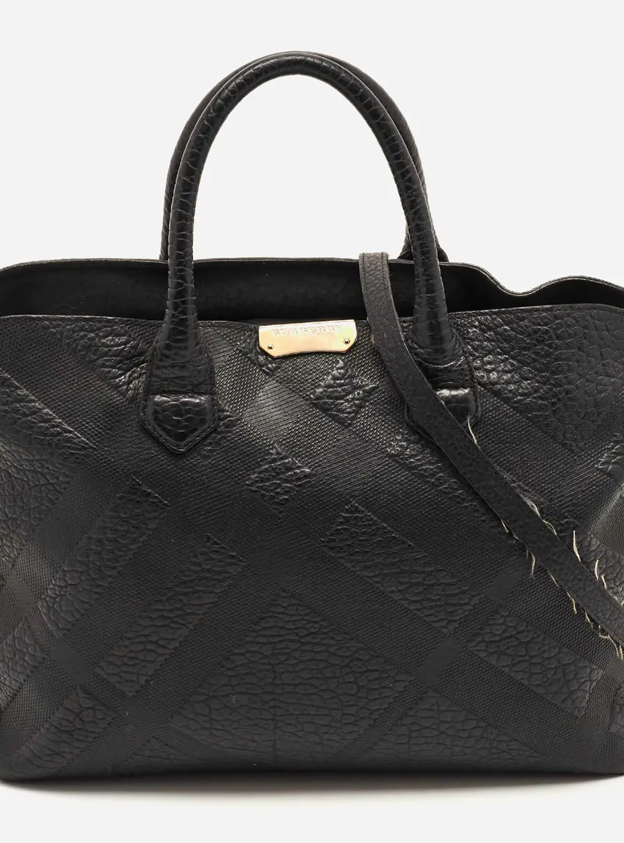 Burberry Dewsbury Black Check Embossed Leather Tote
