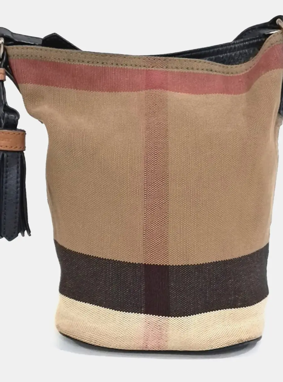 Burberry Beige Fabric Tassel Susanna Mini Hobo Bag