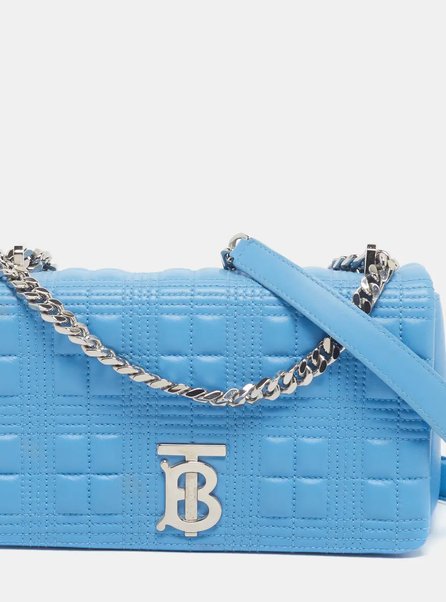 Burberry Lola Small Blue Quilted Leather Shoulder Bag