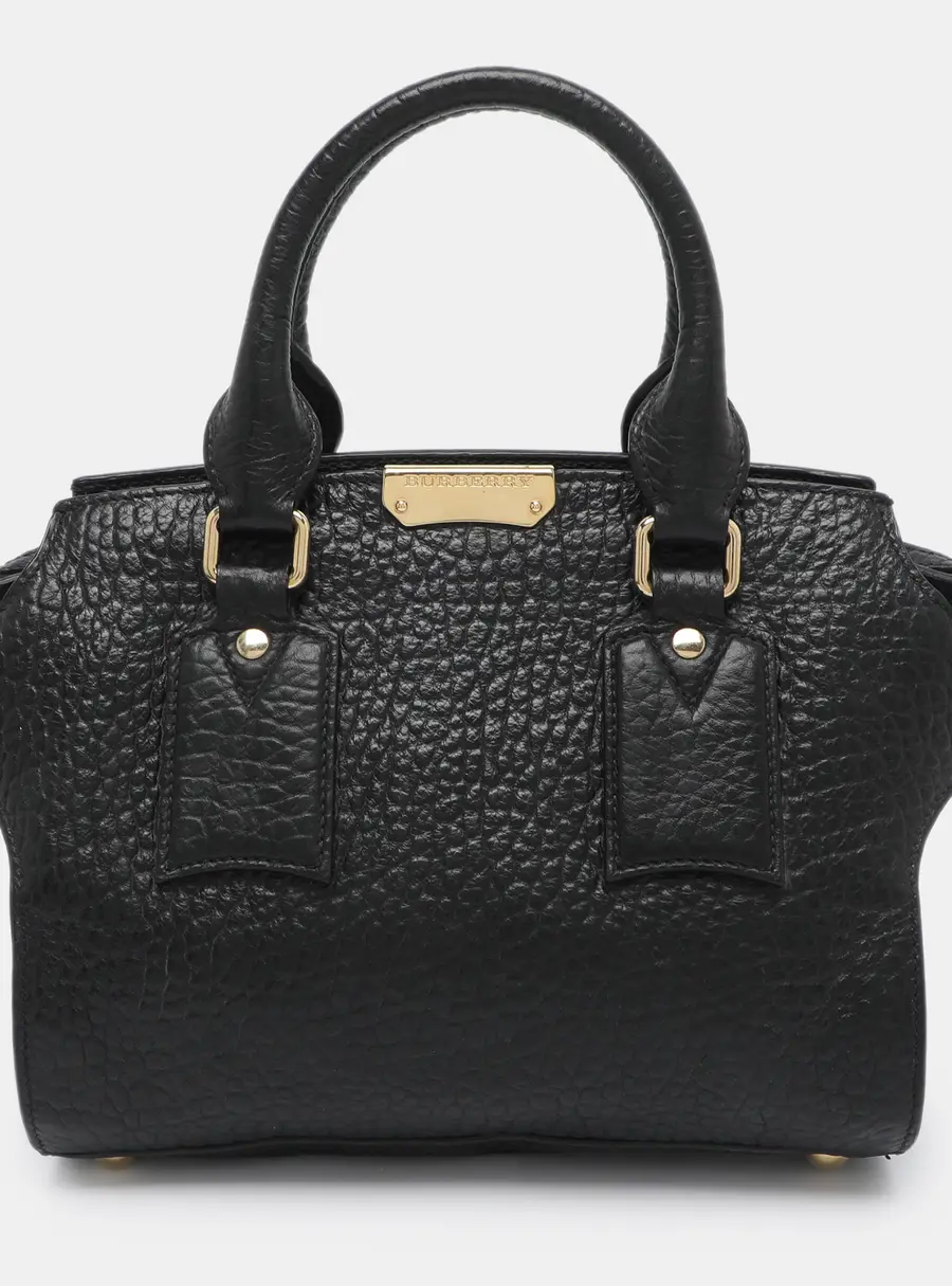 Burberry Clifton Small Black Leather Satchel
