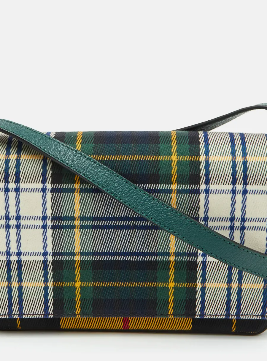 Burberry Hampshire Green Check Canvas and Leather Crossbody Bag