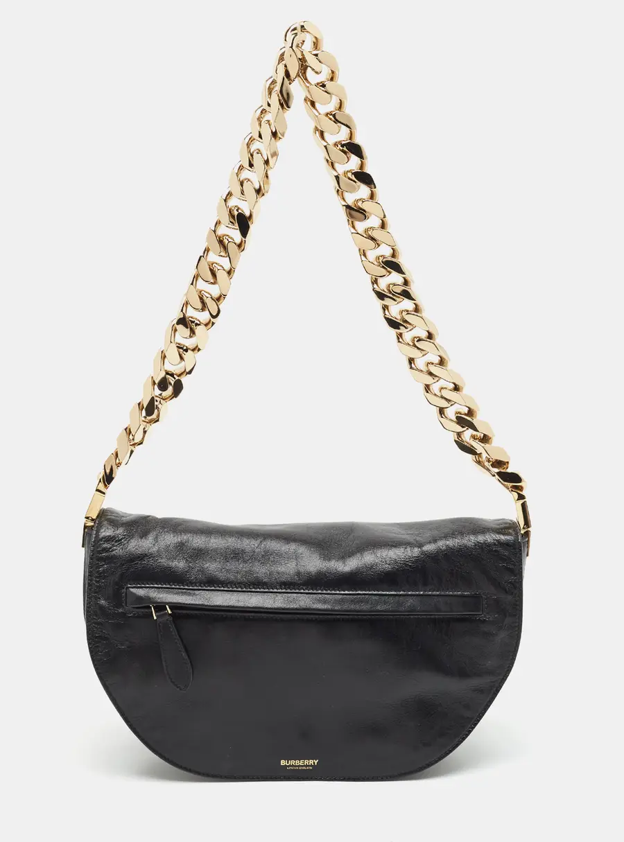 Burberry Olympia Black Leather Chain Shoulder Bag
