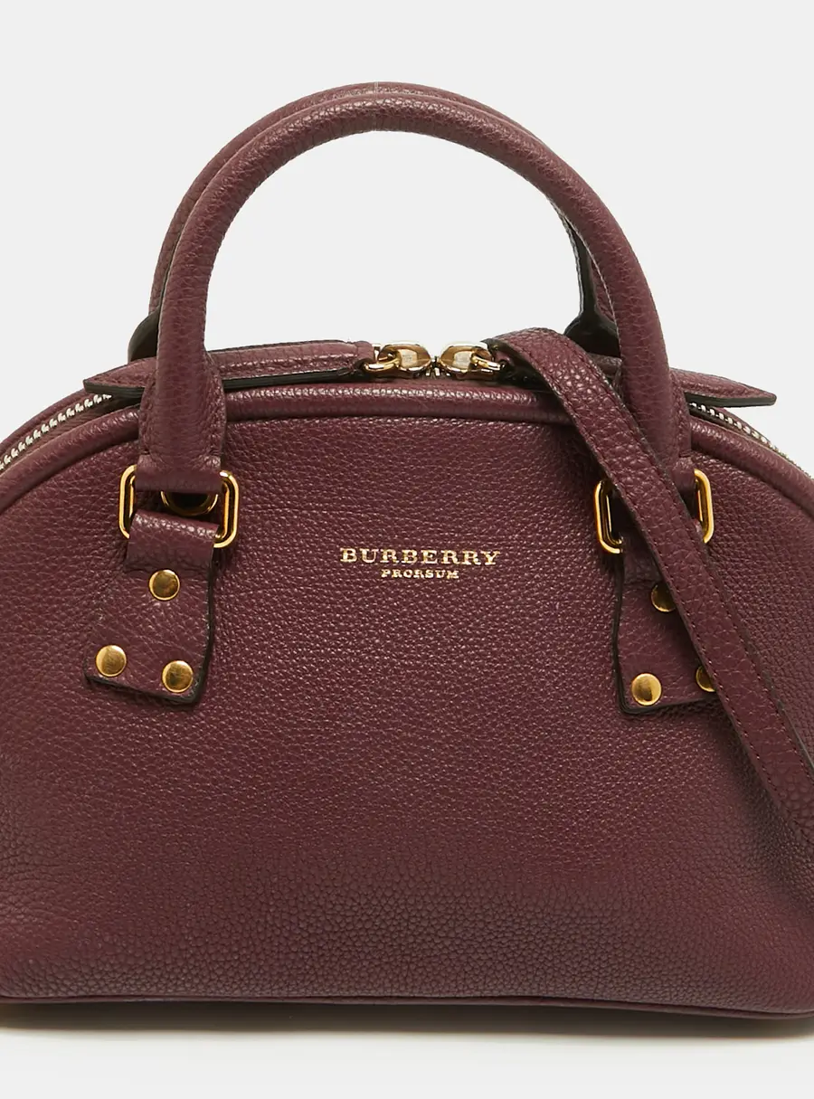 Burberry Bloomsbury Small Plum Leather Bowler Bag