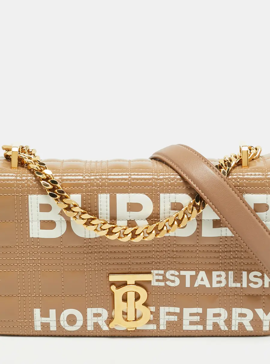 Burberry Horseferry Lola Small Beige Quilted Leather Shoulder Bag