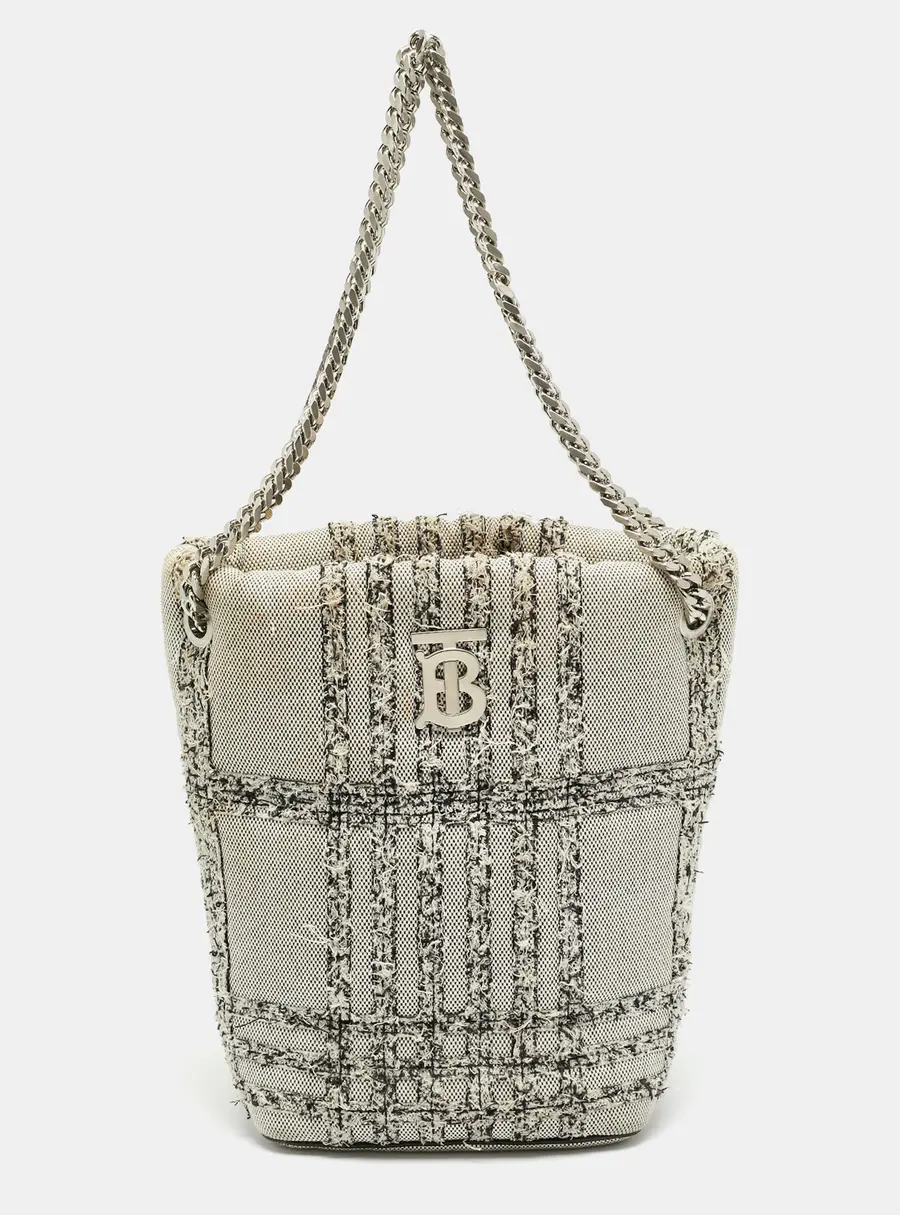 Burberry Lola Small Grey Canvas Bucket Bag