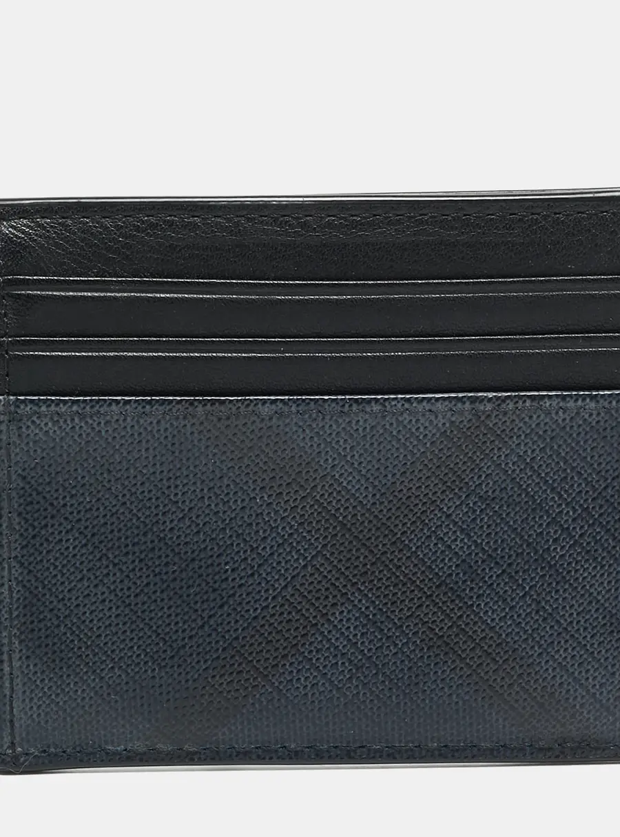 Burberry Blue/Black Check Coated Canvas and Leather Card Holder