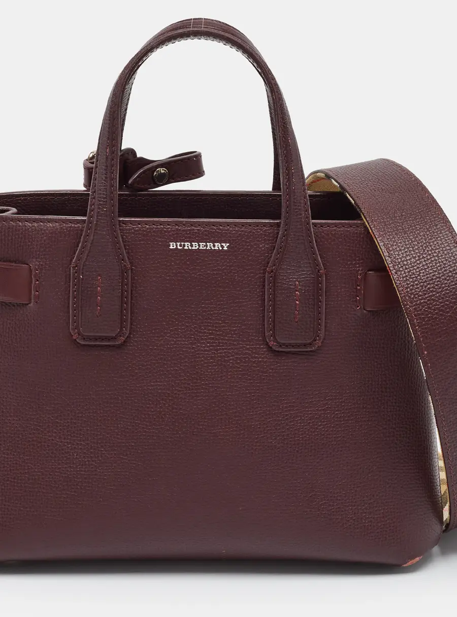 Burberry Banner Small Burgundy Leather Tote