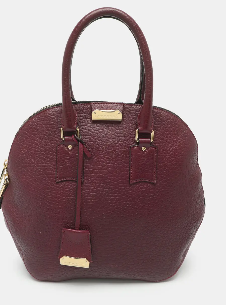 Burberry Orchard Burgundy Pebbled Leather Satchel