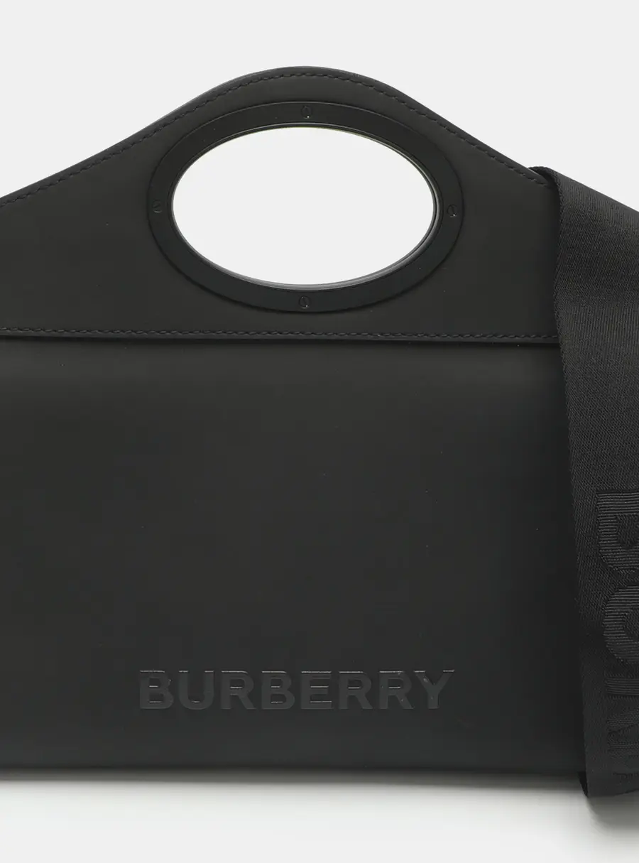Burberry Foldover Pocket Black Rubberized Bag