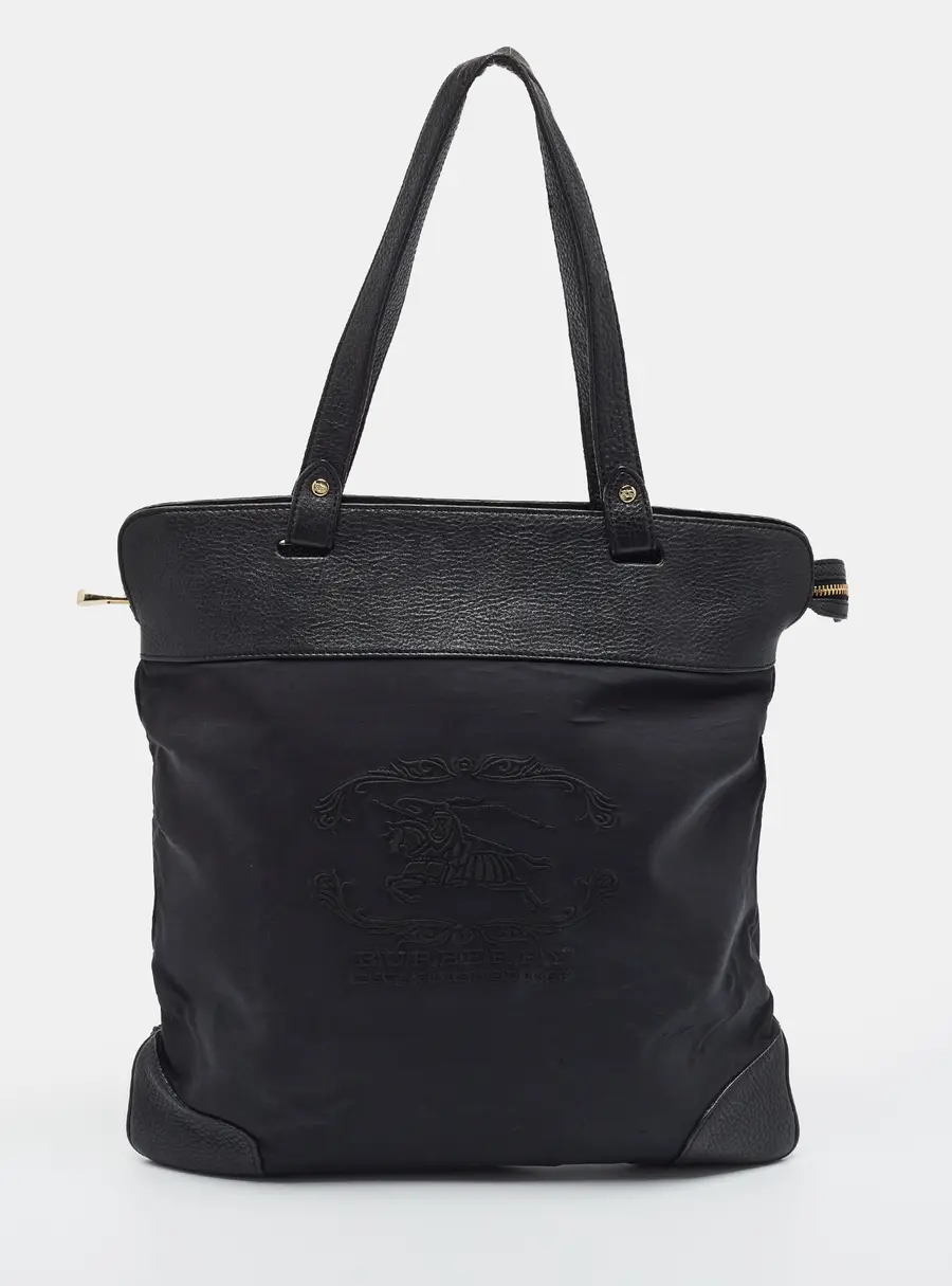 Burberry Stowell Black Fabric and Leather Tote
