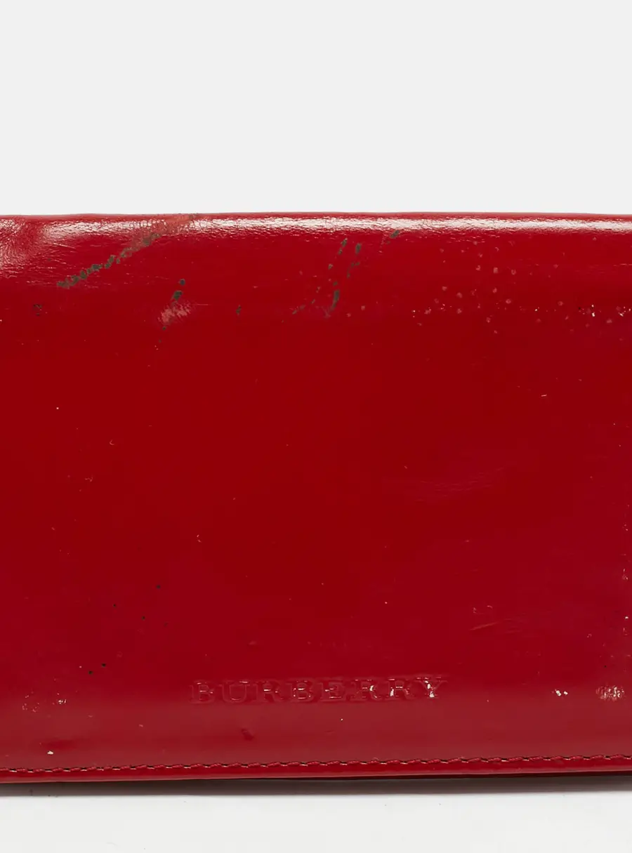 Burberry Red Leather Bifold Card Holder