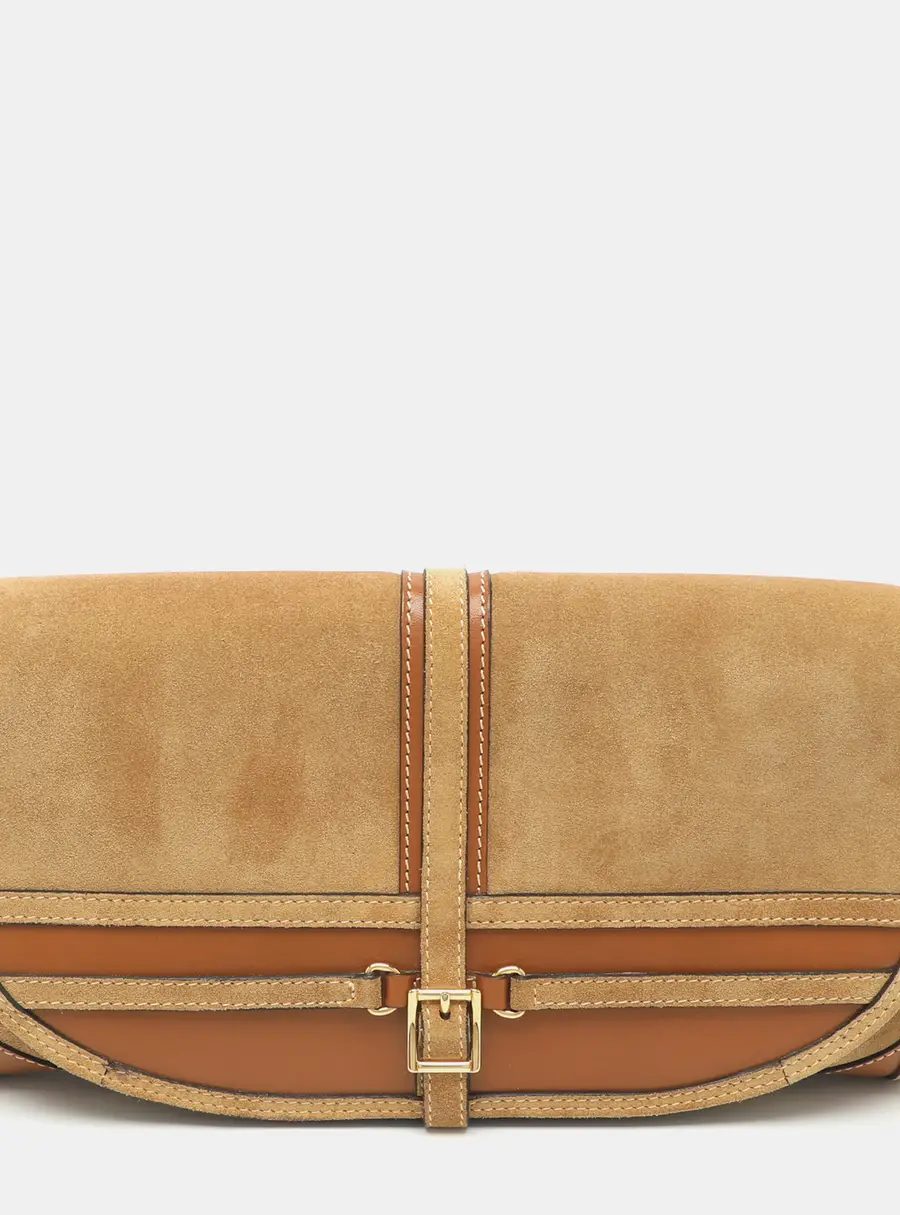 Burberry Tan Leather and Suede Clutch