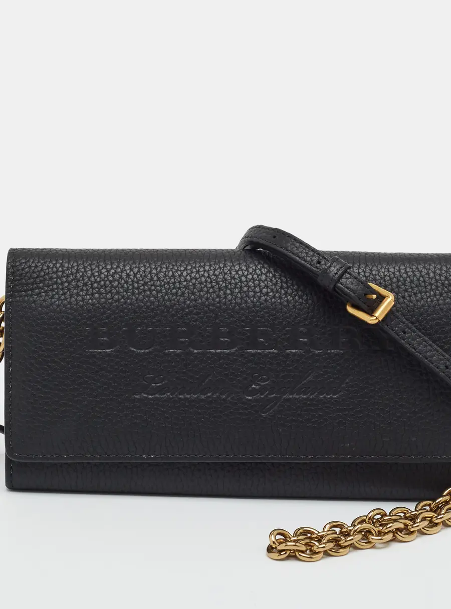 Burberry Henley Black Leather Wallet On Chain