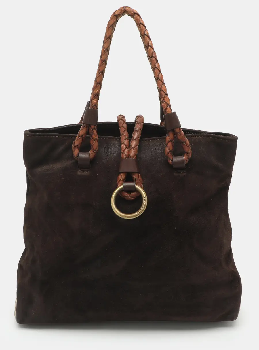 Burberry Brown Canvas and Leather and Suede Tote