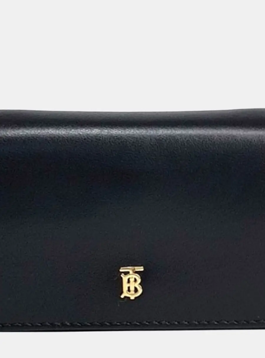 Burberry Black Leather chain card holder