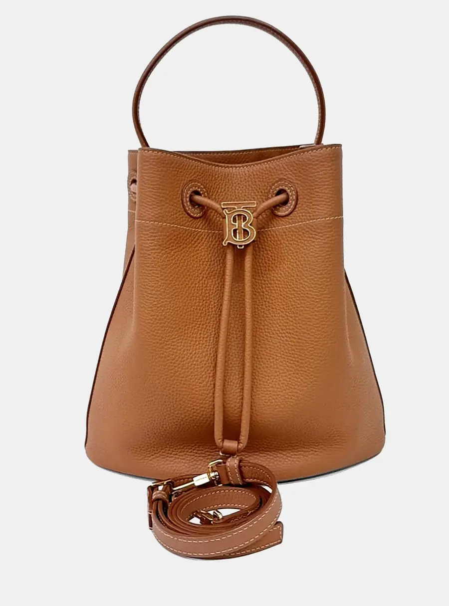Burberry Brown Leather TB Bucket Bag