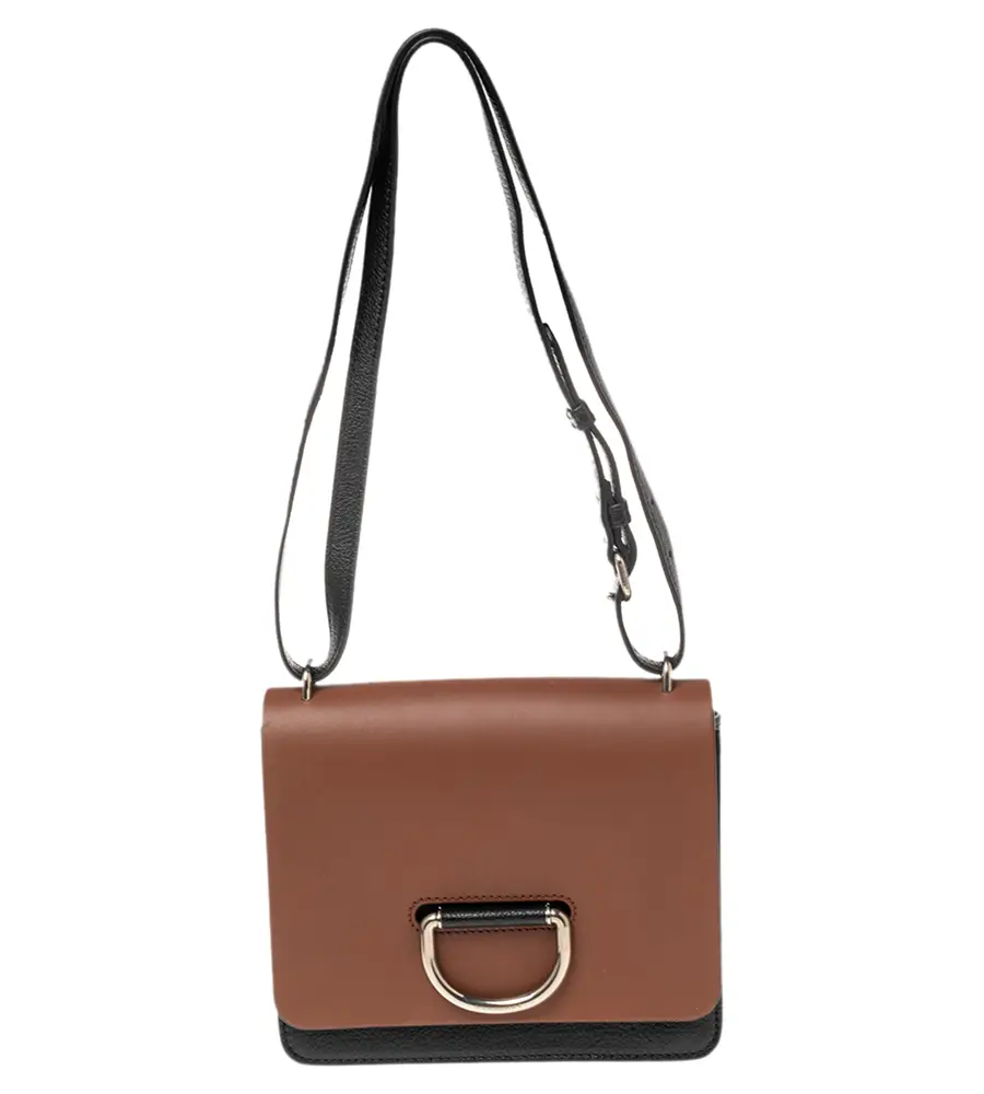 Burberry Brown/Black Leather Small D-Ring Shoulder Bag