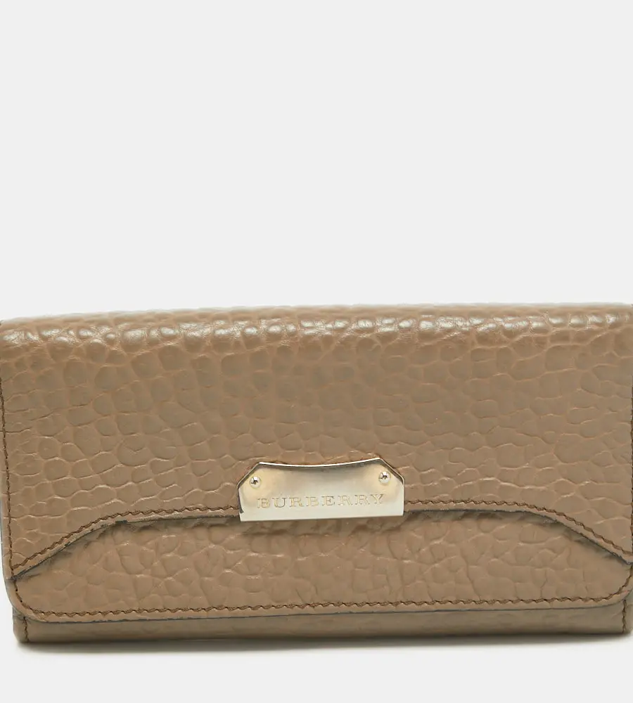 Burberry Beige Leather Flap Continental Wallet