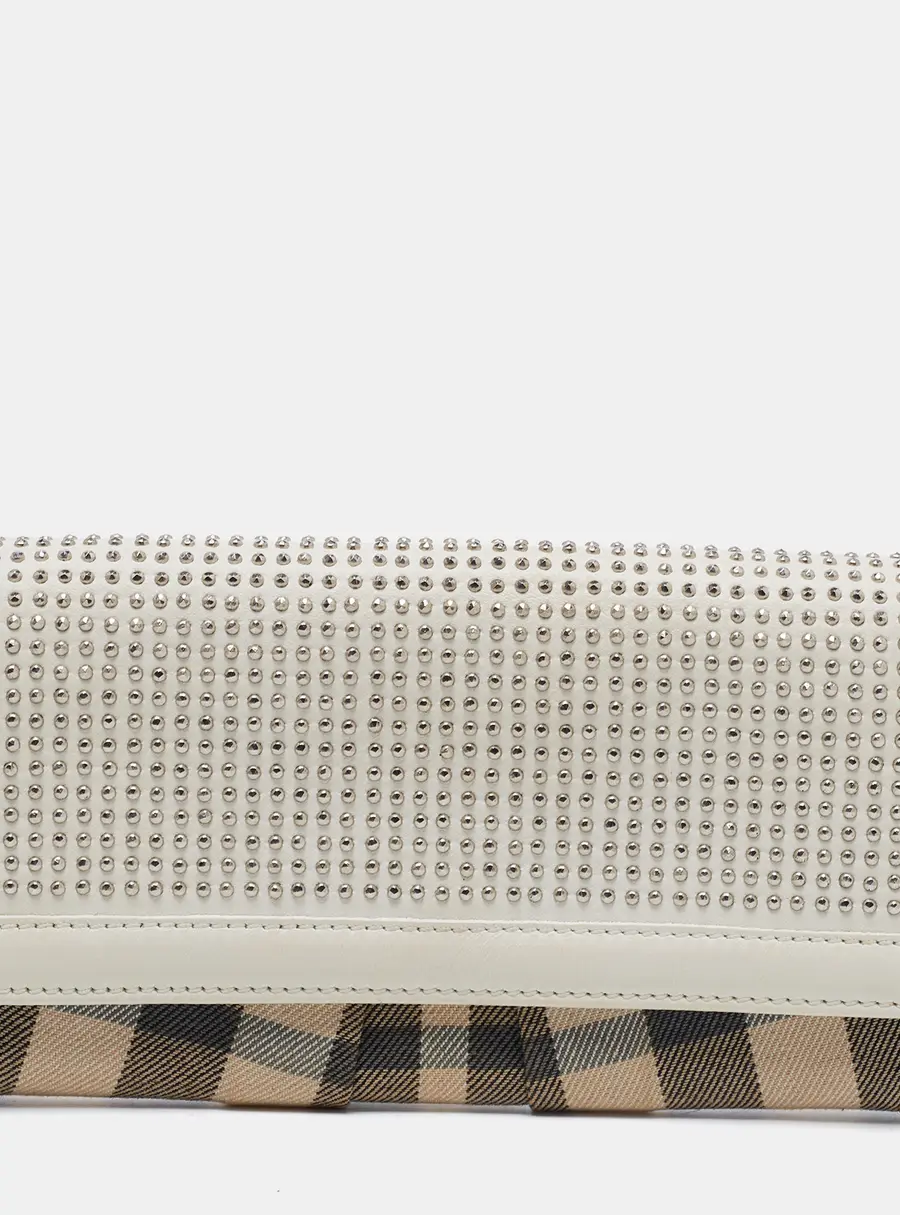 Burberry White House Check Canvas And Studded Leather Continental Wallet