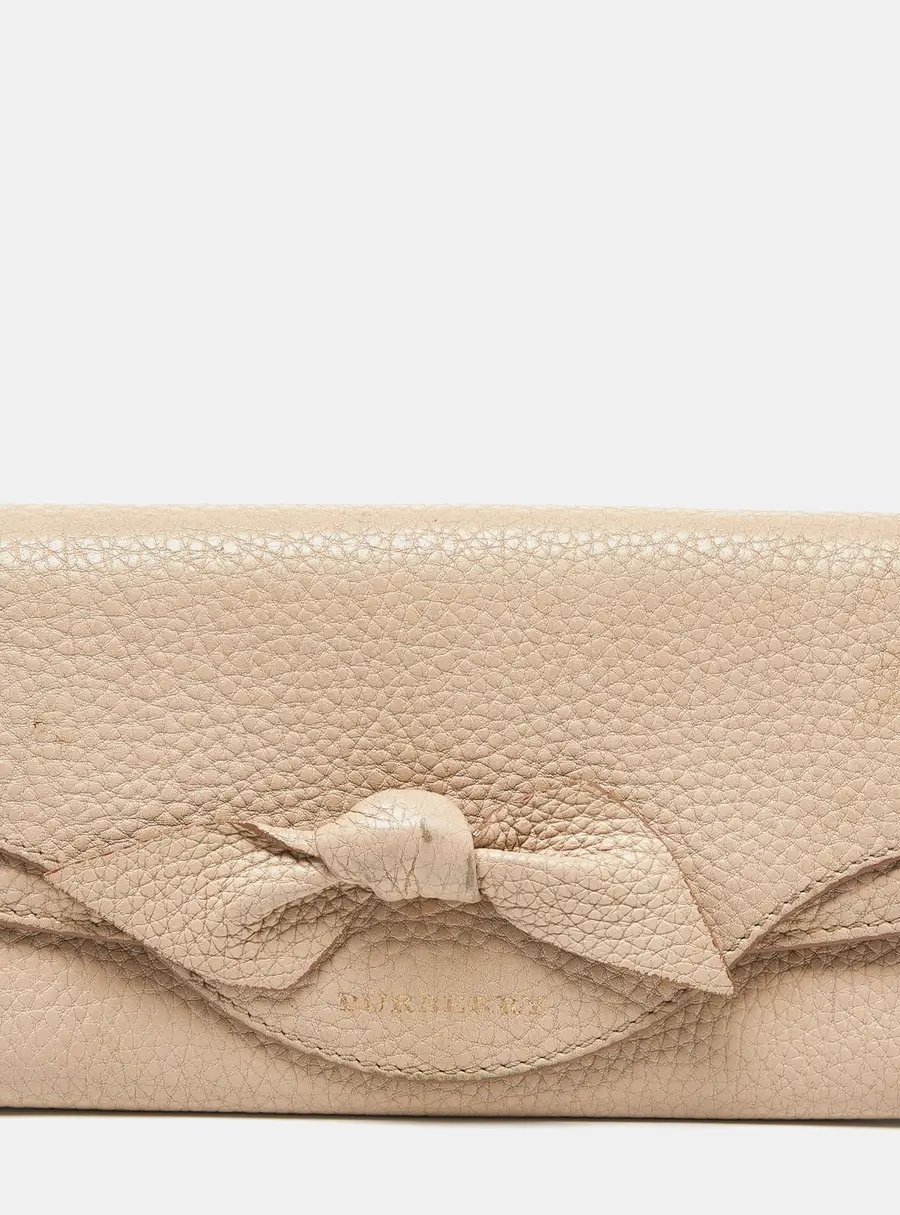 Burberry Beige Leather Bow Continental Wallet