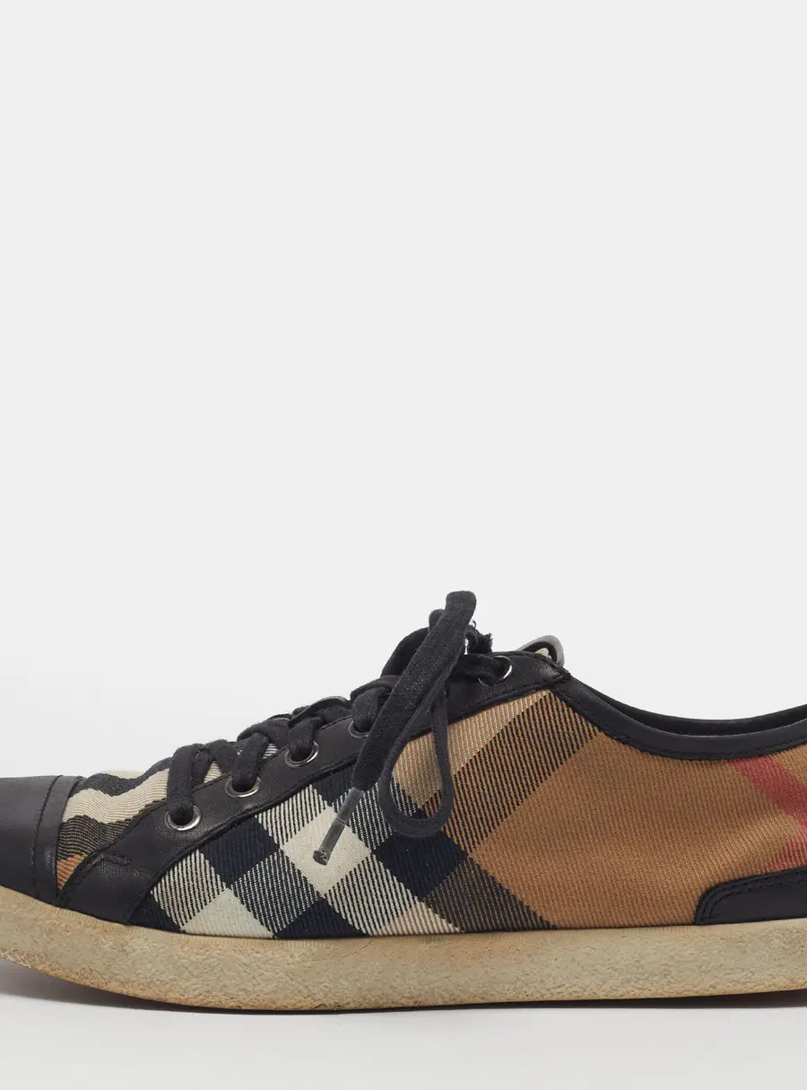 Burberry Size 39 Black/Beige  Nova Check Canvas and Leather Low Top Sneakers