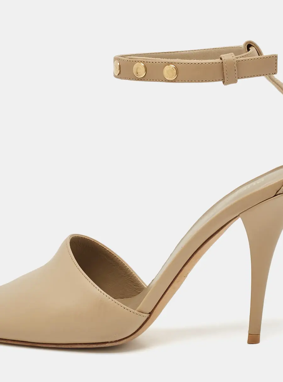 Burberry Beige Leather Ankle Strap Pumps Size 38