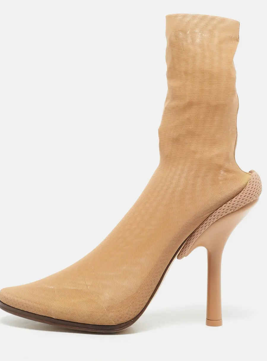 Burberry Beige Lace Tulle Sock Boots Size 40