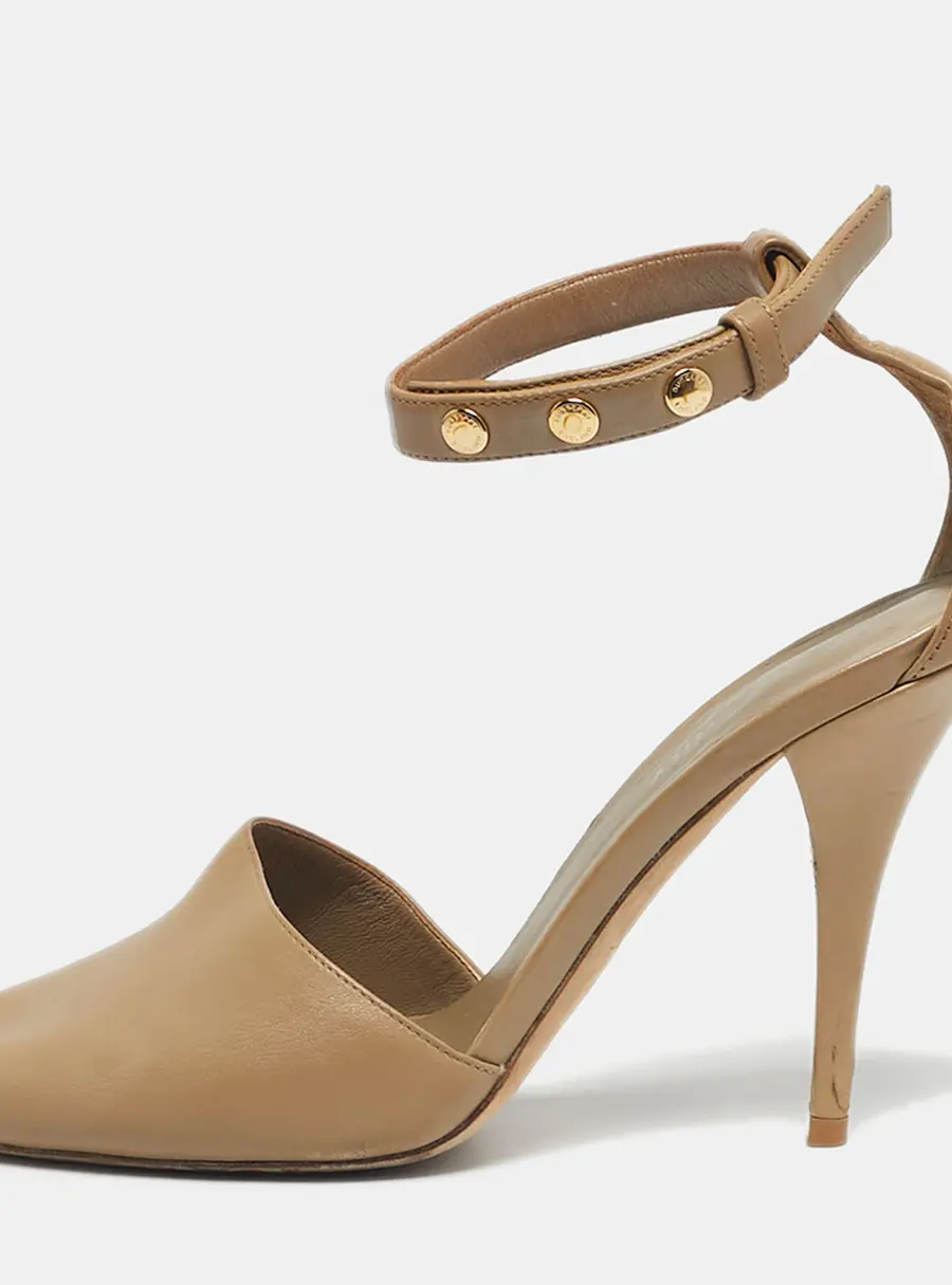 Burberry Beige Leather Ankle Strap Pumps Size 37