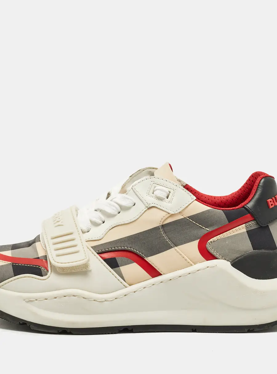 Burberry Ramsey Size 37 Multicolor  Canvas and Rubber Lace Up Sneakers