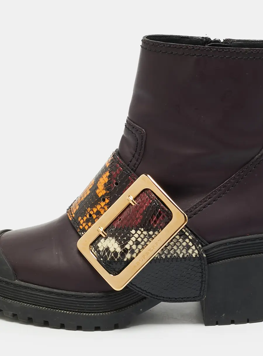 Burberry Size 36 Multicolor Leather and Python Leather Ankle Length Boots