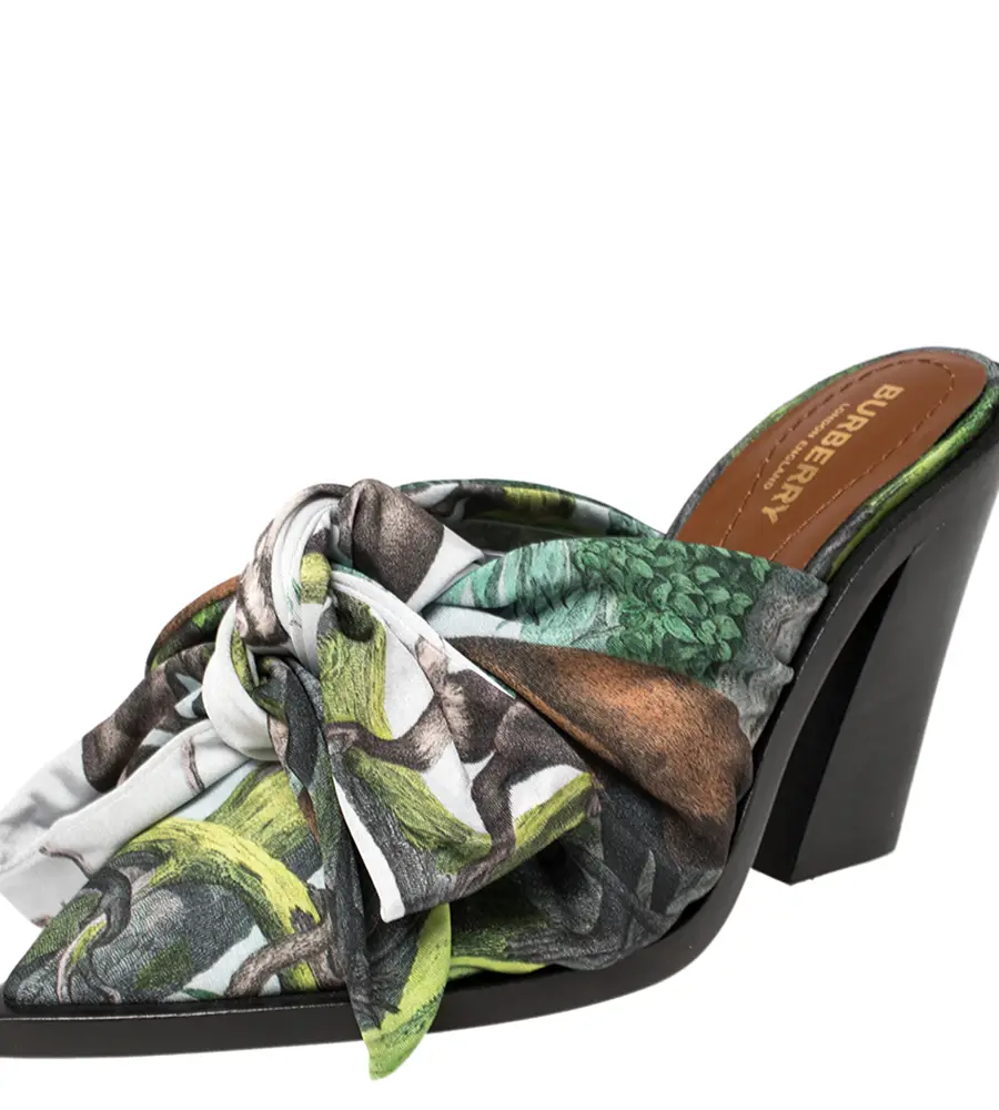 Burberry Multicolor Satin Tillington Mule Sandals Size 38