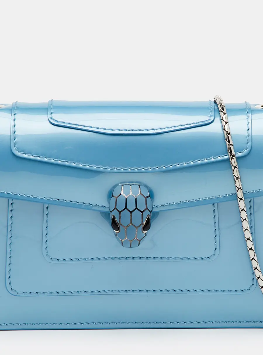 Bvlgari Serpenti Forever Blue Patent Leather Chain Shoulder Bag