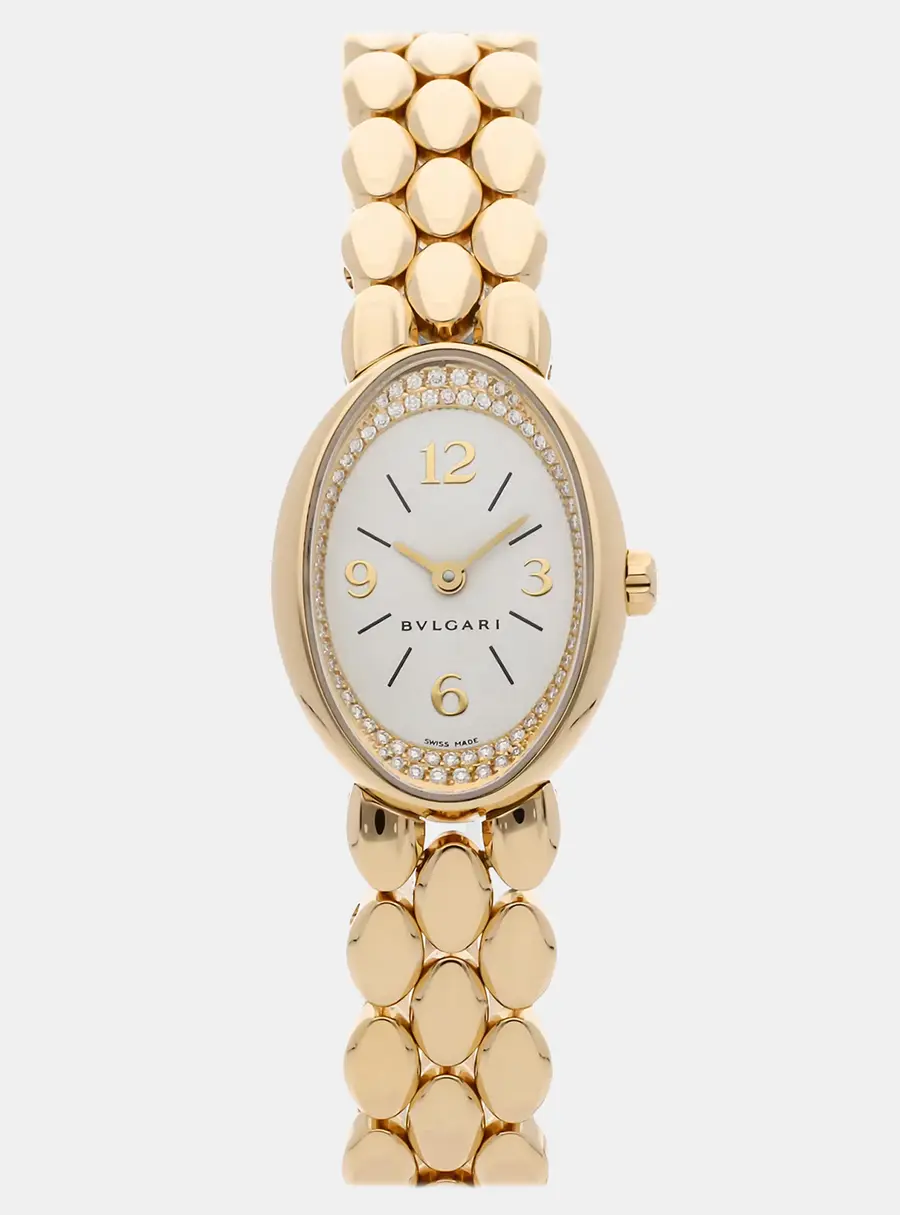 Bvlgari Ovale OV27G White 18k Yellow Gold Quartz Women's Wristwatch 20mm