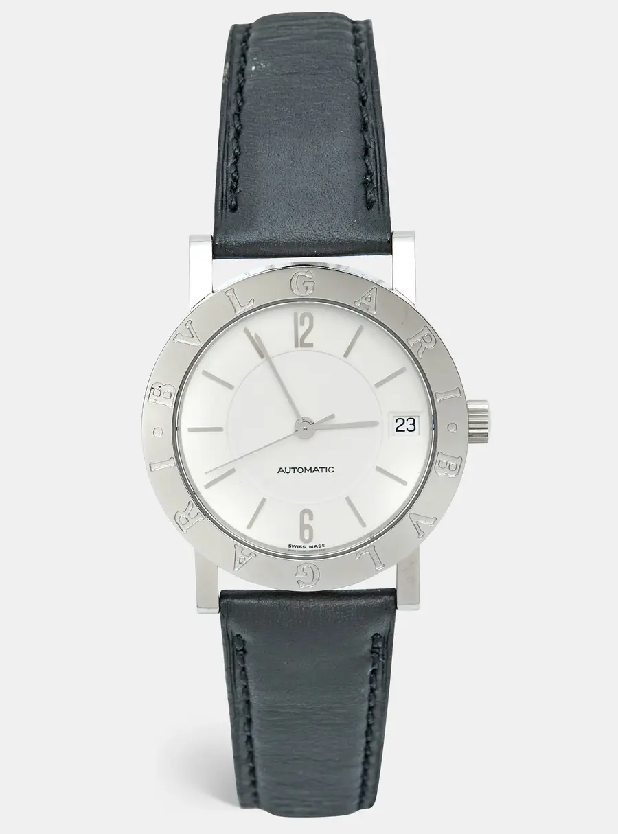 Bvlgari Bvlgari BB 33 SL AUTO BB 33 SL AUTO Opaline White Dial Stainless Steel Leather Women's Wristwatch 33 mm
