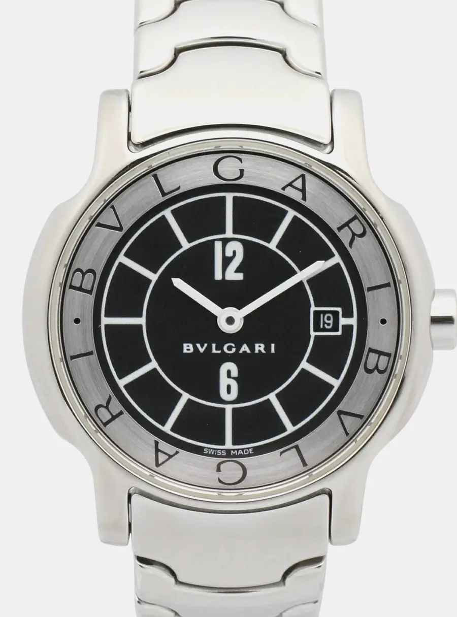 Bvlgari Solotempo ST29S Black Stainless Steel Quartz Women's Watches 29mm