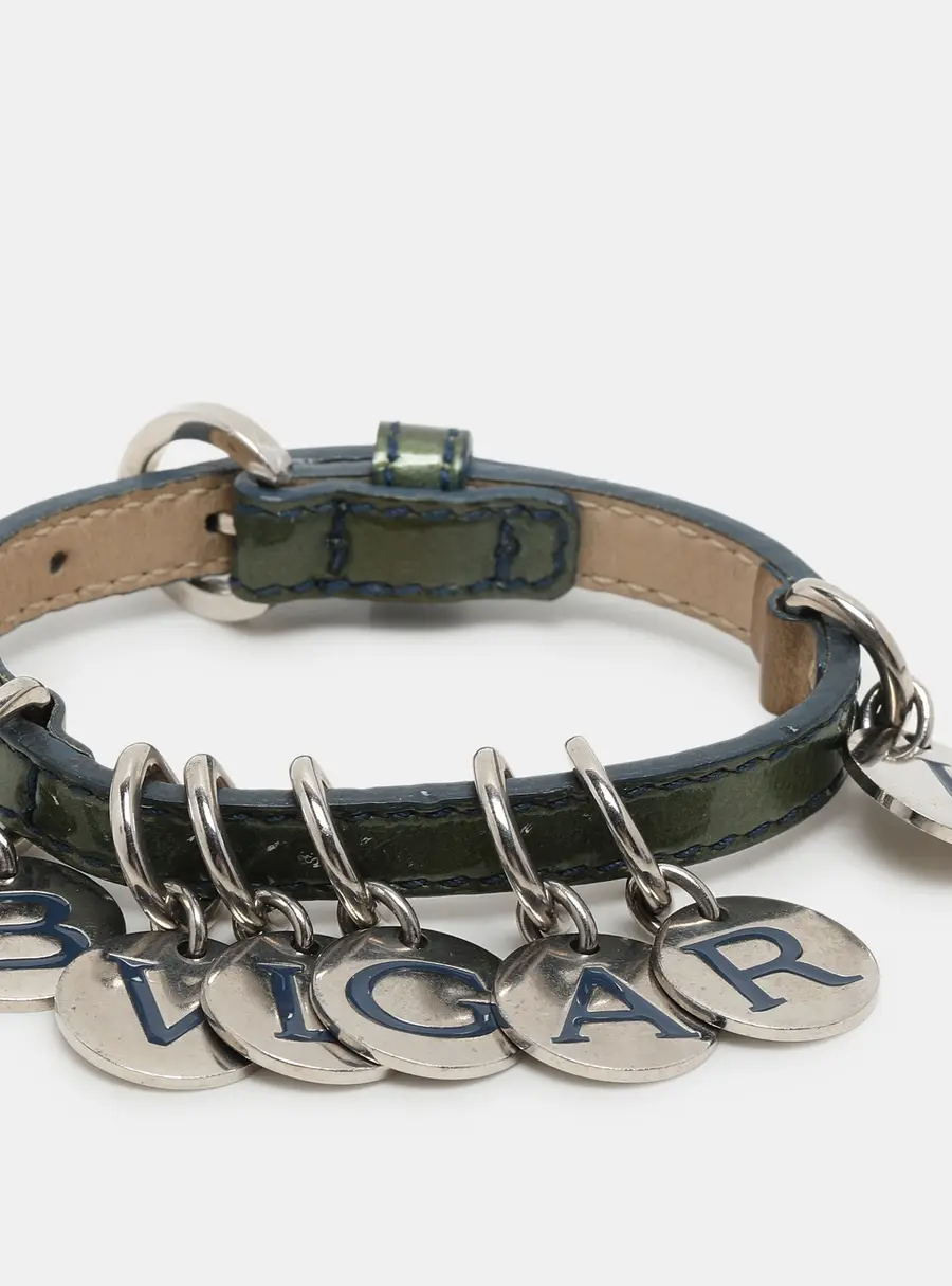 Bvlgari Blue Patent Leather Charm Bracelet