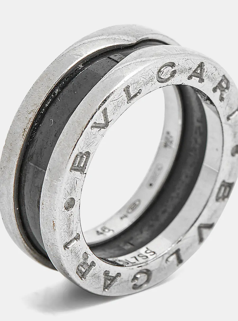Bvlgari Save The Children Ceramic Sterling Silver Ring Size 46