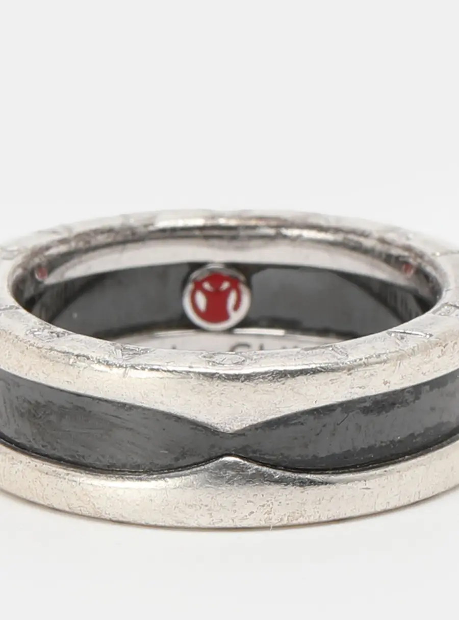 Bvlgari B.Zero1 Save the Children Ceramic Sterling Silver Ring Size 52
